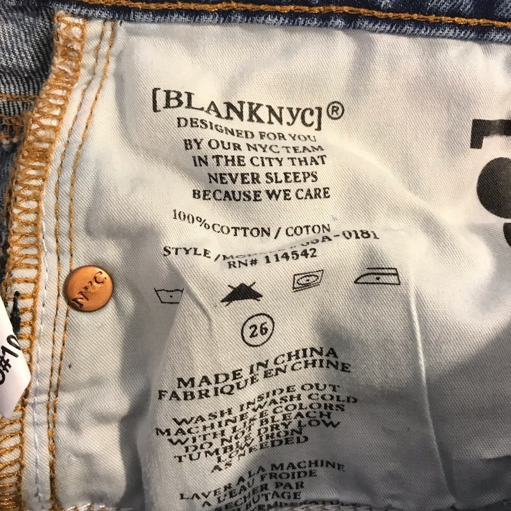BLANK NYC Blue Denim Distressed Raw Hem Mini Skirt - Picture 7 of 7